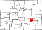 Map of Colorado highlighting Crowley County