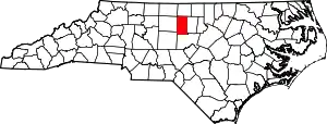 State map highlighting Alamance County