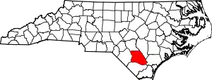 State map highlighting Bladen County
