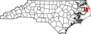 State map highlighting Dare County