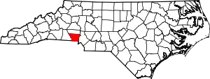 State map highlighting Gaston County