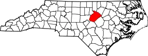 State map highlighting Wake County