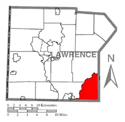 Location of Perry Township in Lawrence County