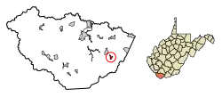 Location of Anawalt in McDowell County, West Virginia.