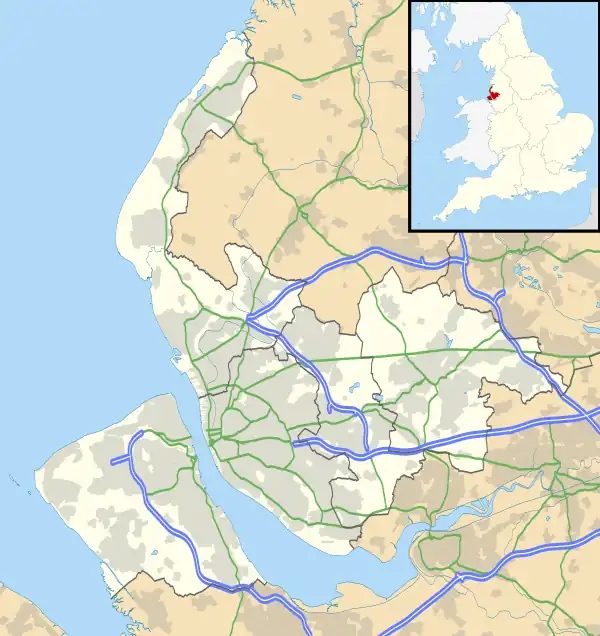 Storeton transmitting station is located in Merseyside