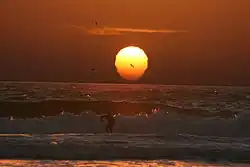 Mock mirage of the setting sun