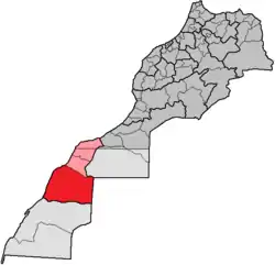 Boujdour (red) in Morocco / Western Sahara