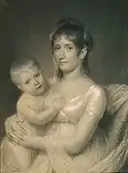Portrait of her mother with her brother George on her lap
