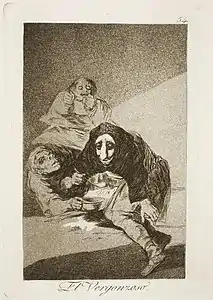 Etch print featuring a hooded figure with distinctive facial features, strikingly similar to the film's necromancer