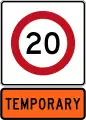 Temporary 20 km/h speed limit
