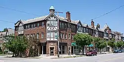 Tudor Revival style mixed-used building in Cleveland Heights, Ohio
