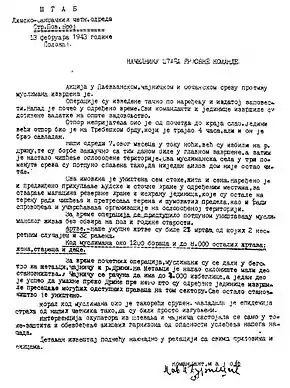 a typewritten report from Đurišić to Mihailović