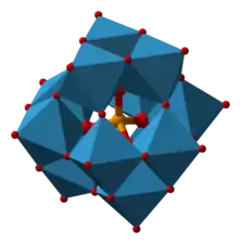 Phosphotungstic acid H3PW12O40.