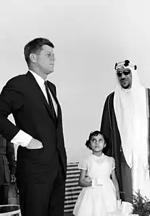 A young Princess Dalal with her father, King Saud, and John F. Kennedy