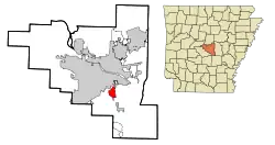 Location in Pulaski County and the state of Arkansas