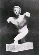 Raymond Duchamp-Villon, 1910–11, Torse de jeune homme (Torso of a young man), terracotta, 60.4 cm, Armory Show postcard, published 1913. Hirshhorn Museum and Sculpture Garden, Smithsonian Institution, Washington, D.C.
