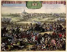 "The capture of Naarden by the Dutch led by William III in 1673. One year after it had been captured by French troops in 1672." Painted in 1673