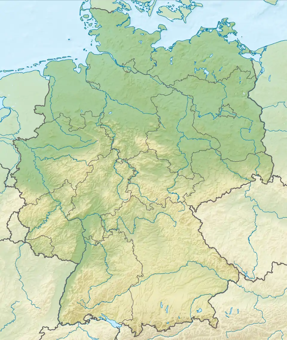 Map of Germany with mark showing location of Sigmaringen enclave