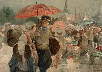 Markttag1930, oil painting, 56 x 75 cm