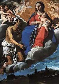 Domenico Fiasella, Saint Lazarus imploring the Virgin for the city of Sarzana (1616)