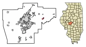 Location of Mechanicsburg in Sangamon County, Illinois.