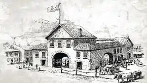 Sketch of 1831 building circa 1888