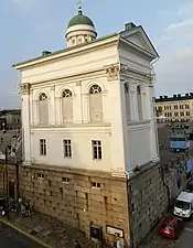 Bell tower on the left side