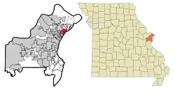 Location of Jennings, Missouri