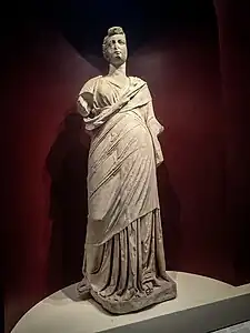 Statue of a woman with hairstyle dating to the later Roman Republican or Augustan period but body dating to 200-100 BCE