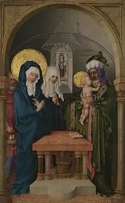 Presentation of Christ in the Temple, c. 1445, 37.6 x 23.7 cm. Reverse of the Crucifixion. Calouste Gulbenkian Foundation, Lisbon
