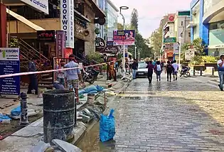 workers paving church street