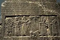 The Neo-Assyrian king Shalmaneser III receives tribute from Sua, king of Gilzanu, The Black Obelisk.