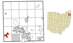 Location of Newton Falls in Trumbull County within the state of Ohio