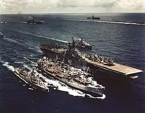 Platte refuels Philippine Sea and Watts on 19 July 1955