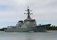 ROKS Sejong the Great arriving in Pearl Harbor during RIMPAC 2010.