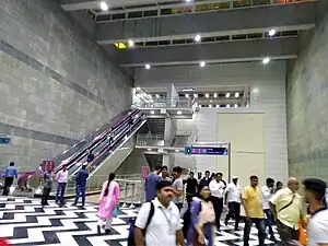 Esclator in interchange floor.