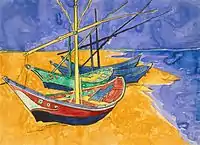 Fishing Boats on the Beach at Saintes-Maries, watercolor, 1888, Hermitage Museum, St. Petersburg, Russia (F1429)