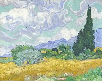 A Wheatfield with Cypresses by Vincent van Gogh, in the National Gallery