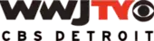 Top row of text shows "WWJ TV", "WWJ" in black and "TV" in red, with the CBS eye logo next to the "V". Bottom row of text is "CBS Detroit" in a smaller size.