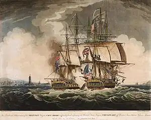 HMS Shannon capturing USS Chesapeake off Boston, 1 June 1813, by W. Elmes