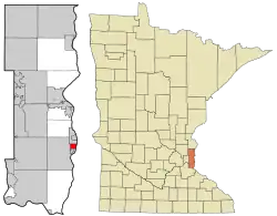 Location of the city of Lake St. Croix Beachwithin Washington County, Minnesota