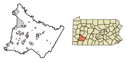 Location of Adamsburg in Westmoreland County, Pennsylvania.