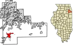 Location of Wilmington in Will County, Illinois.