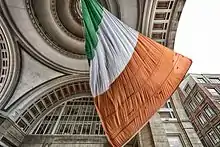 Image 16World's largest Irish flag in Boston. People who claim Irish descent constitute the largest ethnic ancestry in New England. (from New England)